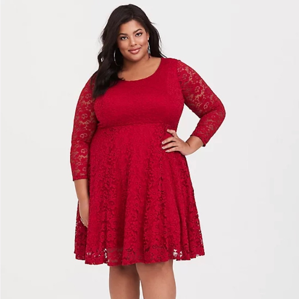 NWT Torrid Red Lace Skater Dress